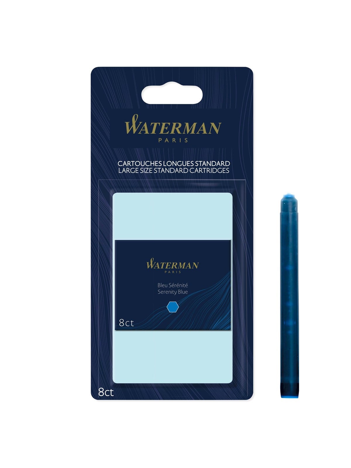 Waterman Füller-Tintenpatronen | Extra lang | Serenity Blue | 8 Stück | Blister-Verpackung