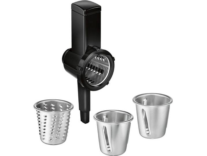 BOSCH Raspelvorsatz MUZ9RV1 , schwarz, Küchenmaschinen-Aufsätze, Nur nutzbar mit dem Adapter MUZ9AD1 (nicht im Lieferumfang), Raspelvorsatz