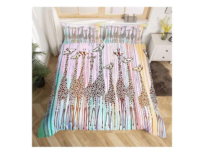 LuxusKollektion Kinderbettwäsche Bettbezug Giraffe 3D Tier 155x220cm Mehrfarbig