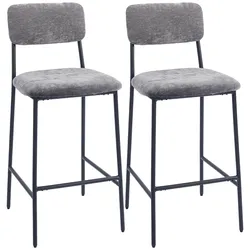 BARHOCKER 2er Set Barstuhl, Tresenhocker mit Fußstütze, Rückenlehne Grau