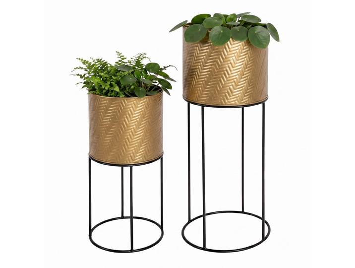 Relaxdays Blumenständer Gold-Schwarz 2er-Set Metall 41x18 cm, Mehrfarbig, 20x60x20 cm, Gartenzubehör