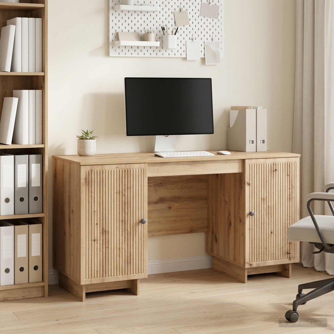 Brayden Studio Credenza Desk Artisan Oak 75cm H X 142.5cm W X 50cm D