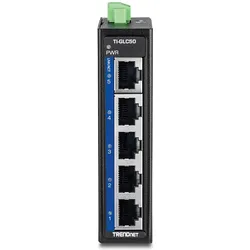 Trendnet TI-GLC50 5-Port Gigabit Industrial DIN-Rail Mini (5 Ports), Netzwerk Switch, Schwarz