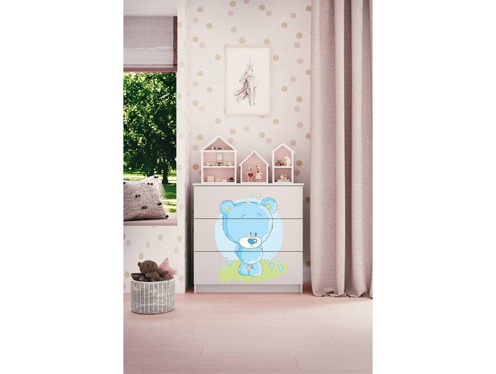 Commode 3 tiroirs Kocot Kids Babydream Ourson bleu - Blanc