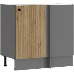Küche AVA Artisan Eckunterschrank 105 cm Lamellenoptik Küchenzeile Einbauküche