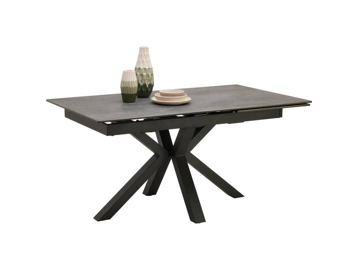 Livetastic Esstisch, Grau, Schwarz, Metall, Glas, Keramik, rechteckig, eckig, 90x76x160 cm, ausziehbar, Esszimmer, Tische, Esstische, Glastische