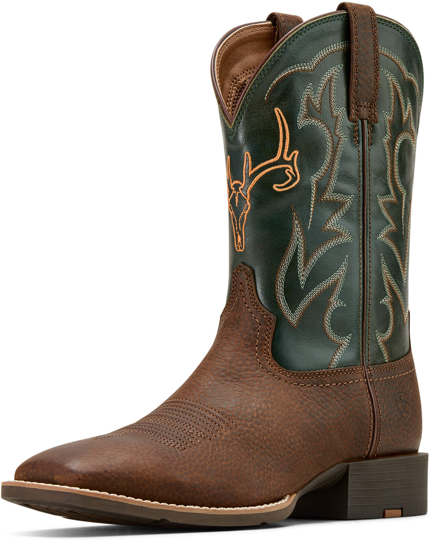 Men's Sport Outdoor Cowboy Boots in Brown Tack Green Leather, Size: 11.5 EE / Wide by Ariat