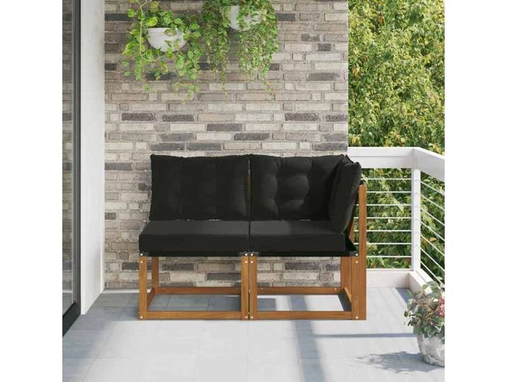 NEW Marron Siège de balcon COCO - CHIC - 2 pc Canapé d'extérieur milieu et coin Naturel - Siège d'extérieur &35843