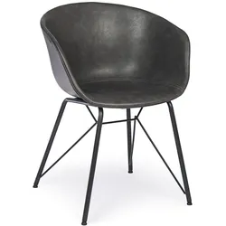 Esszimmerstuhl Warhol aus Kunstleder und Metall, modern, anthrazit-schwarz, komfortable Sitzhöhe