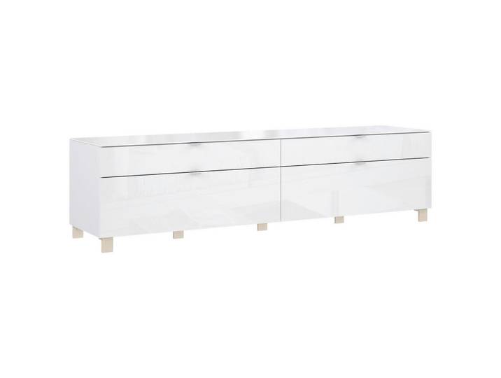 Hom`in Tv-Element, Weiß, Kunststoff, 2 Schublade(n) Schubladen, 219.9x57x52.5 cm, Kabeldurchlass, Wohnzimmer, TV Möbel, TV-Racks
