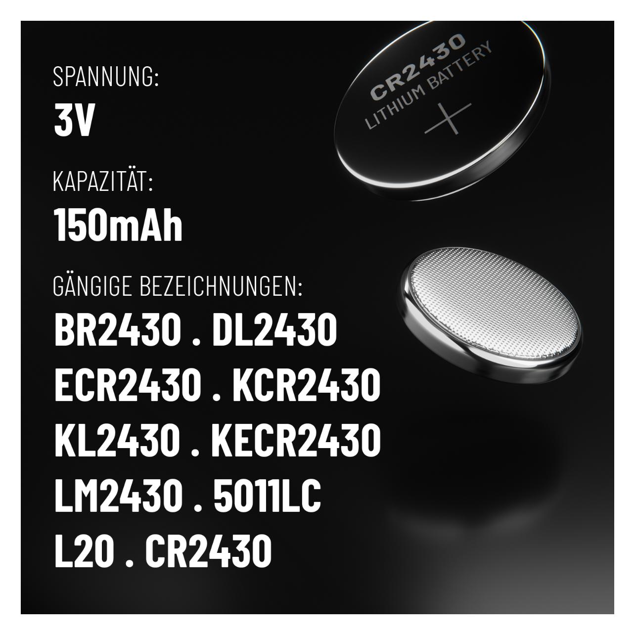 Absina Knopfzelle CR 2430 3 V 5 St. Lithium (5 Stk., CR2430) (401027)