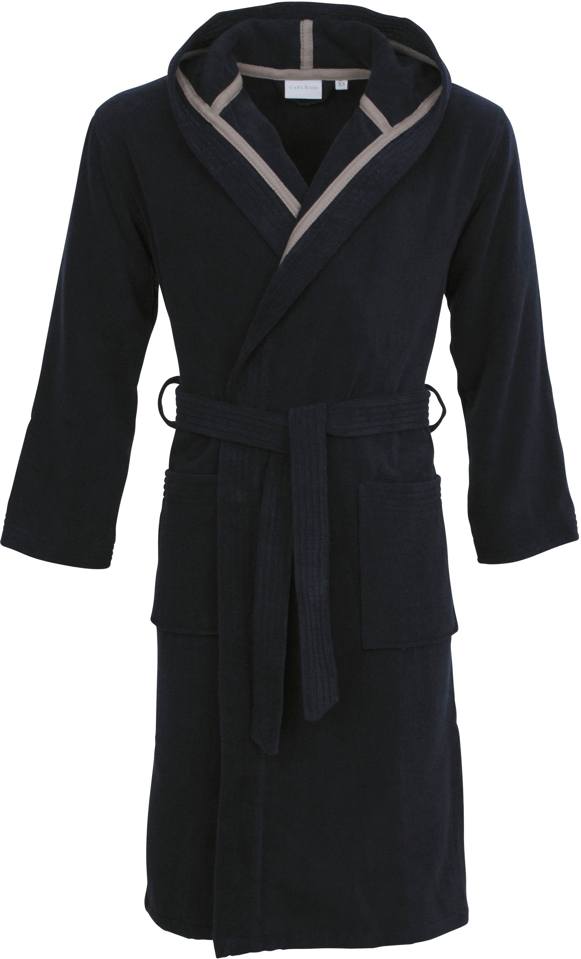 Unisex-Bademantel CARL ROSS "41310" Gr. S, blau (night blau), S, Walkfrottier, Hausmäntel, Unisex-Bademantel, Midilänge night blau S
