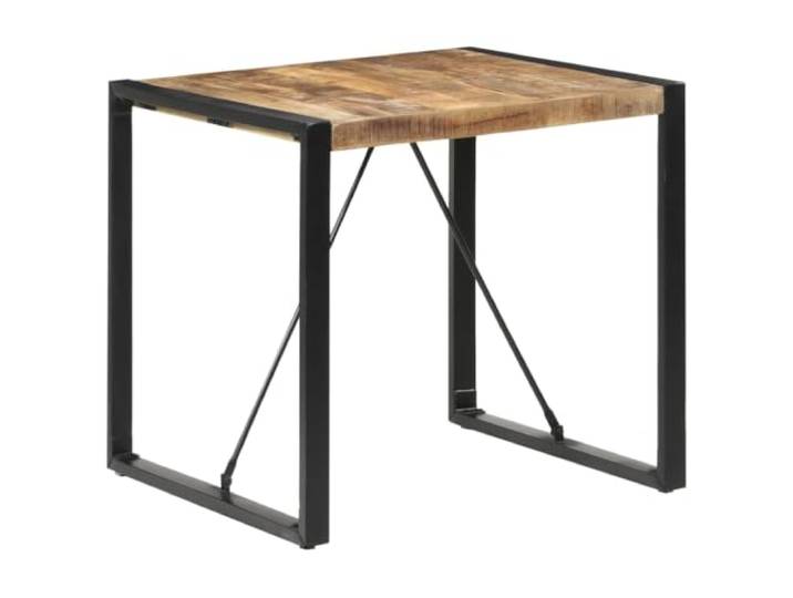 HFXHIJXQ Esstisch 80x80x75 cm Quadratischer Tisch Mangoholz Massive quadratische Platte im Industrial-Design, standfeste schwarze Metallbeine, ideal für Küche und Essbereich.