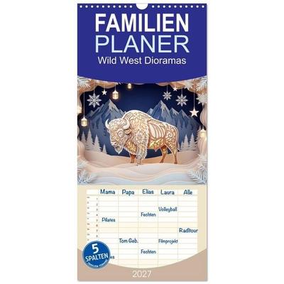Familienplaner 2027 - Wild West Dioramas mit 5 Spalten (Wandkalender, 21 x 45 cm) CALVENDO