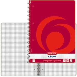 Herlitz Collegeblock 10834117, x-book, A4, Innenrand, 70 g/m², 80 Blatt, kariert