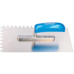 Glättekelle HAROMAC 8x8 gezahnt 280mm rostfrei blaues Heft