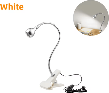 Inspire Curations Flexible USB Clip On Reading Lamp Adjustable Bedside Study Light silver Shell White