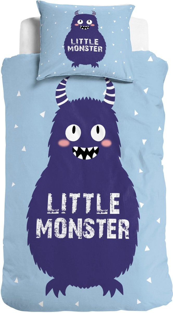 Sleeptime Monster Kinderdekbedovertrek met kussensloop - Blauw - 140 x 200 cm