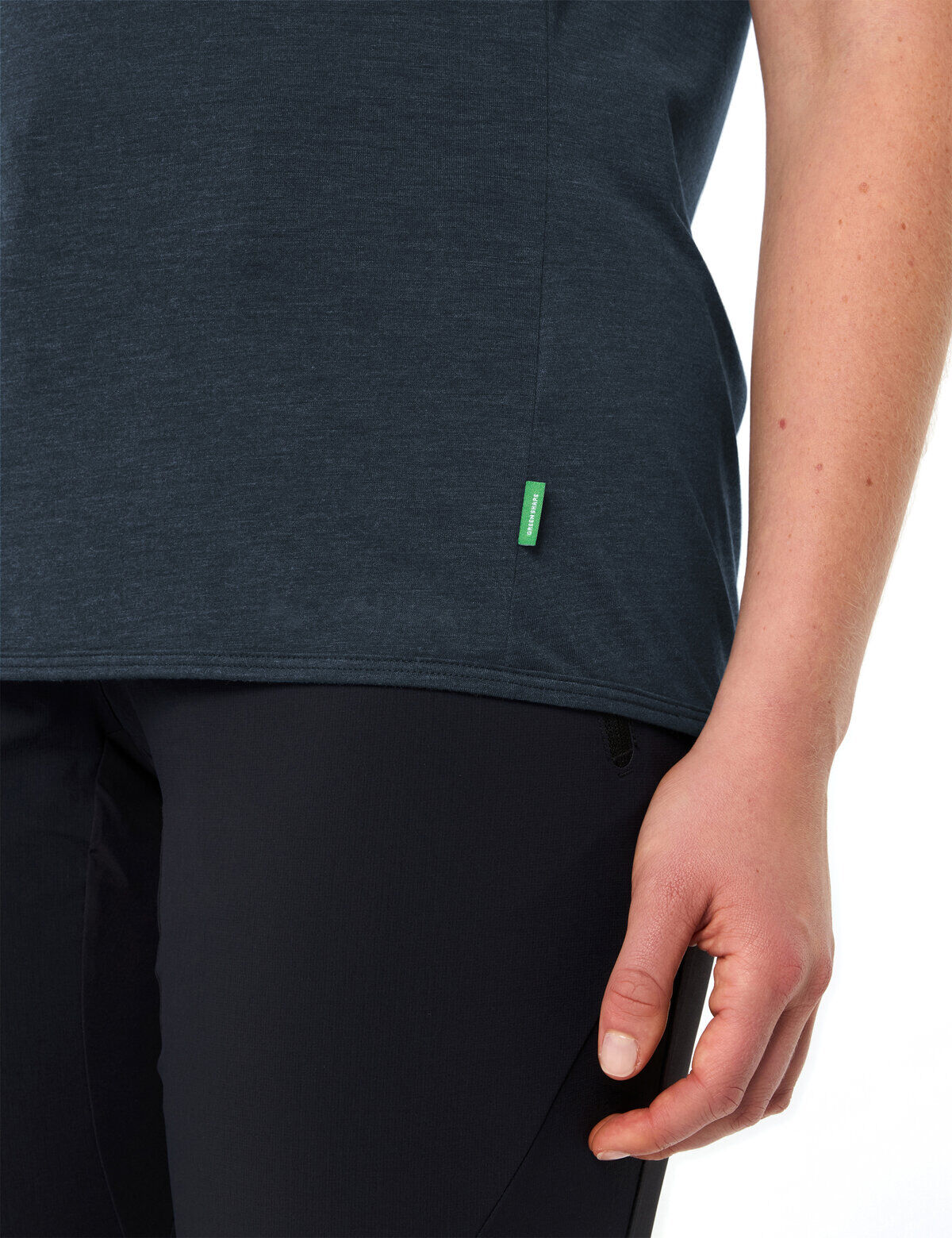 Funktionsshirt VAUDE "WOMEN'S TEKOA T-SHIRT II", Damen, Gr. 34, blau (schwarz sea, whi), Obermaterial: 75% Polyester, 25% Lyocell, Shirts Funktionsshirt, Kurzarm, für Sport und Outdoor, aus Polyester und Lyocell schwarz sea, whi 34