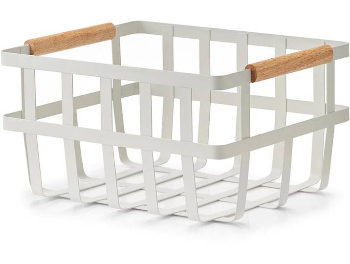 Organizer ZELLER PRESENT, braun (weiß, holzfarben), B:25cm H:17cm T:31,5cm, Bambus, Metall, Aufbewahrungsboxen, Organizer, Aufbewahrungskorb im nordischen Stil