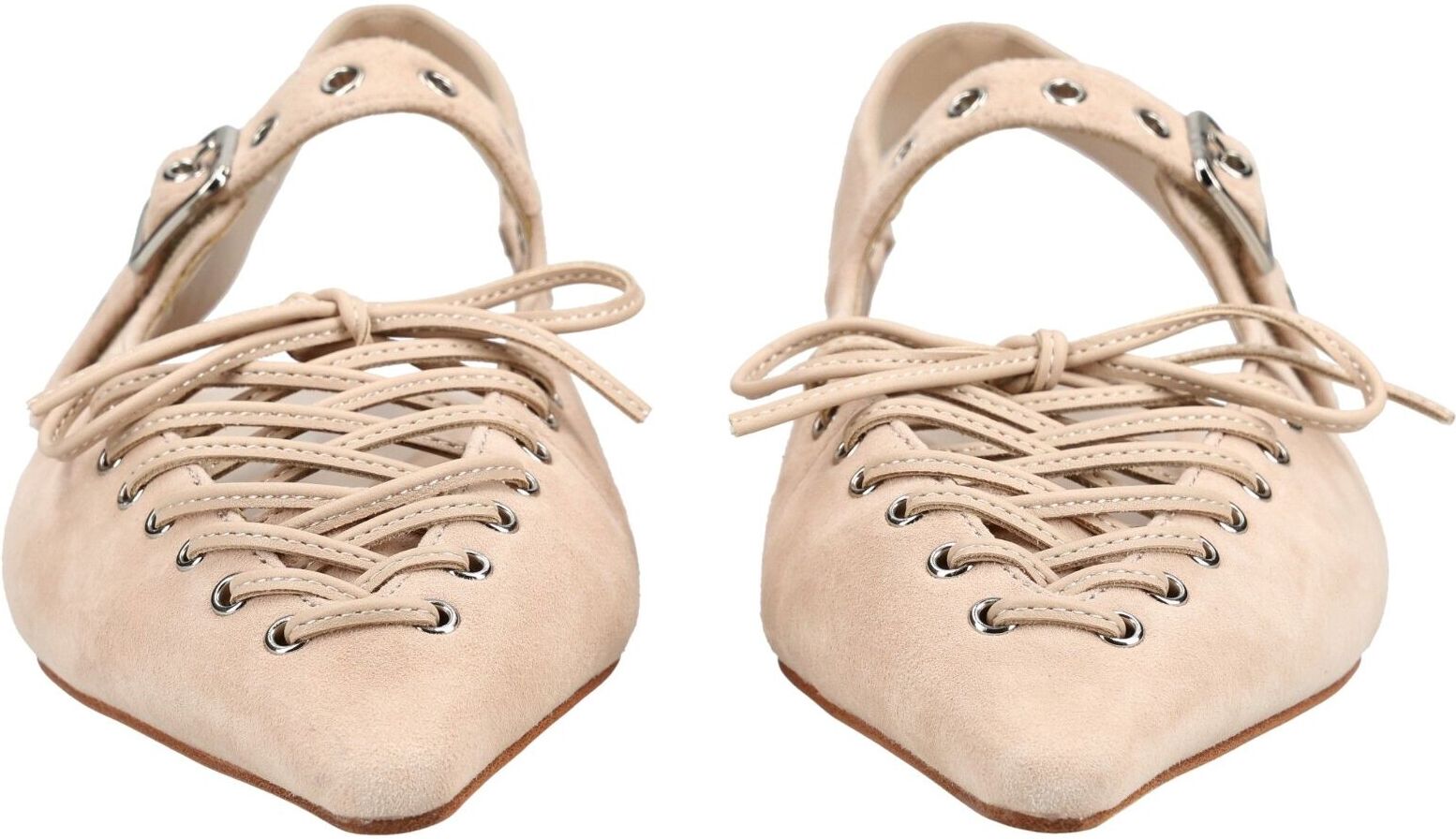 Ballerina JEFFREY CAMPBELL "Jeffrey Campbell Ballerinas Leder", Damen, Gr. 41, Leder, beige, Schuhe Ballerina
