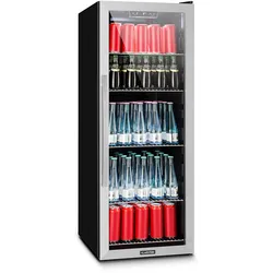 Beersafe 6XL Kühlschrank 171 Liter 5 Böden Panoramaglastür Edelstahl Silber 201 Liter