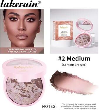 Inspired Finds VelvetSculpt Baked Powder Foundation Oil Control Pressed Powder Bronzer With Radiant Contour Highlight Powder medium