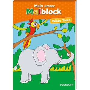 Tessloff Malbuch Mein erster Malblock, Wilde Tiere, für Kinder, 64 Motive, ab 4 Jahre