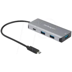 StarTech 4-Port USB-C-Hub (USB-C, 4 Ports), Dockingstation + USB Hub, Schwarz, Grau