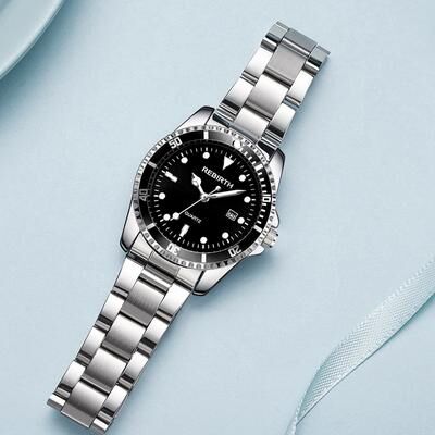 Youfap Market Elegant Business Classic Date Quartz Watch For Ladies With Stainless Steel Strap black