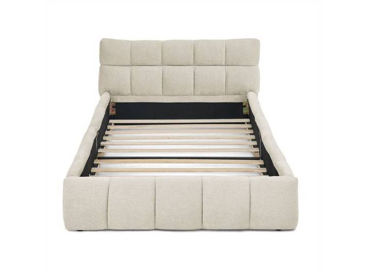 DRIPEX Lit simple rembourré 90×200cm Lit enfant avec housse en chenille douce Beige