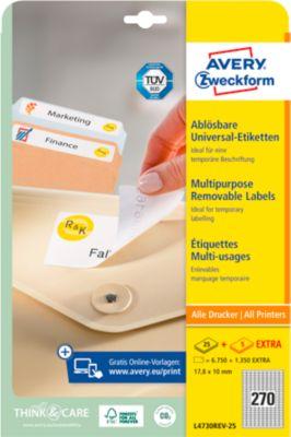 AVERY Zweckform Universal-Etiketten, 17,8 x 10 mm, wiederablösbar