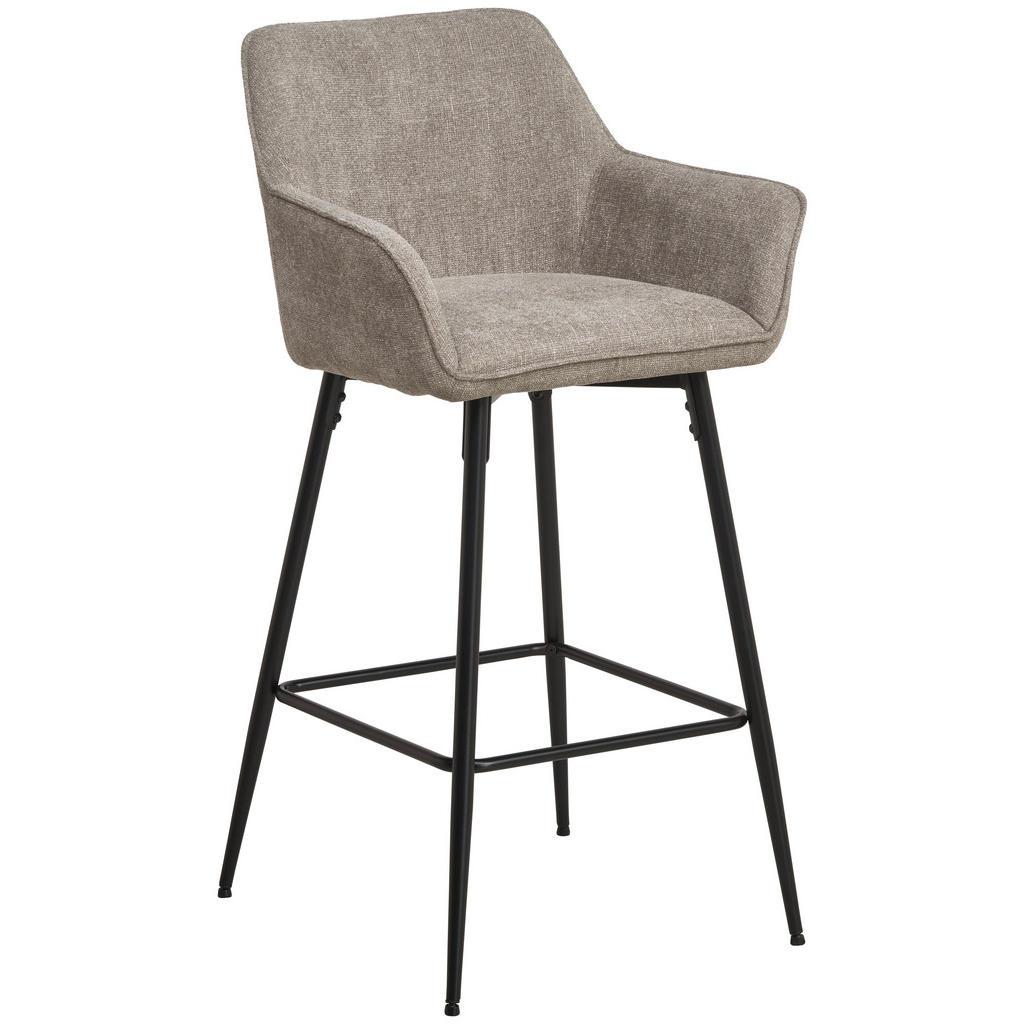Mid.you Barhocker , Schwarz, Taupe , Holz, Metall, Textil , Pappel , Sperrholz , Rundrohr , 57x105x57 cm , Bsci , inklusive Armlehnen , Esszimmer, Barmöbel, Barhocker