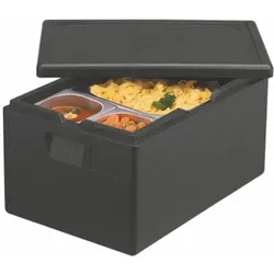 Papstar 4 X Isolier-Transportbehälter, EPP 60 cm x 40 cm x 28 cm schwarz "Gastro-Norm 1/1"