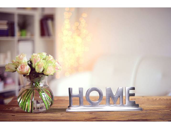 Deko Schriftzug Home 22 x 7 x 3cm Silber/Silber