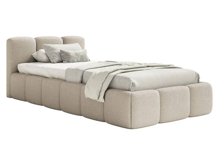 Selsey Cloudy Low – Polsterbett 90x200 cm, Bouclé Hellbeige
