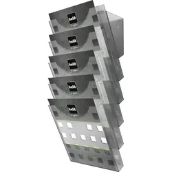 helit the grid wall Wandprospekthalter DIN A4 5-Fach  grau-transparent