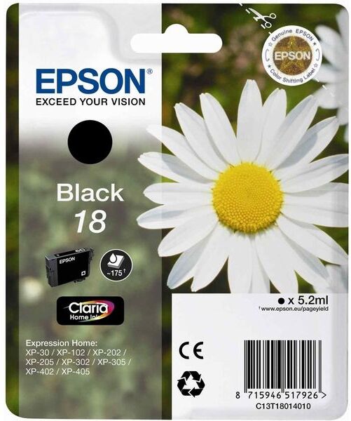 Epson 18 (C13T18014012) - Noir - Cartouche d'encre