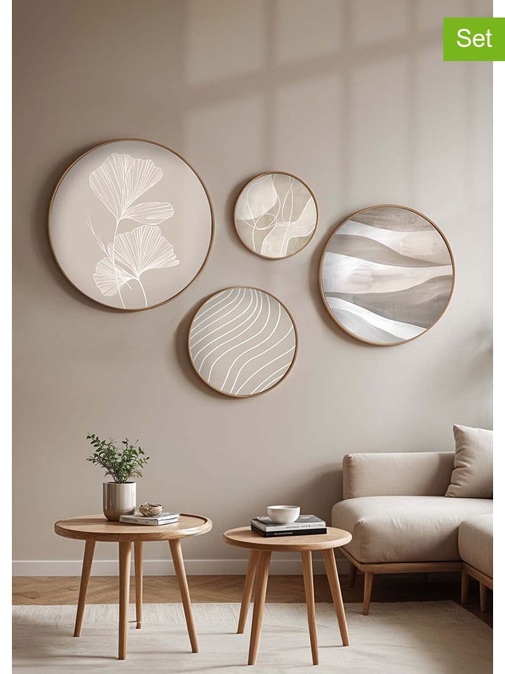 ABERTO DESIGN 4er-Set: Gerahmte Holzkunstdrucke - onesize