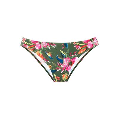 Bikini-Hose LASCANA "Malia", Damen, Gr. 46, N-Gr, bunt (oliv bedruckt), Microfaser, Microfaser, Polyamid, bedruckt, floral, Badehosen Bikini-Hose, mit normalem Schnitt