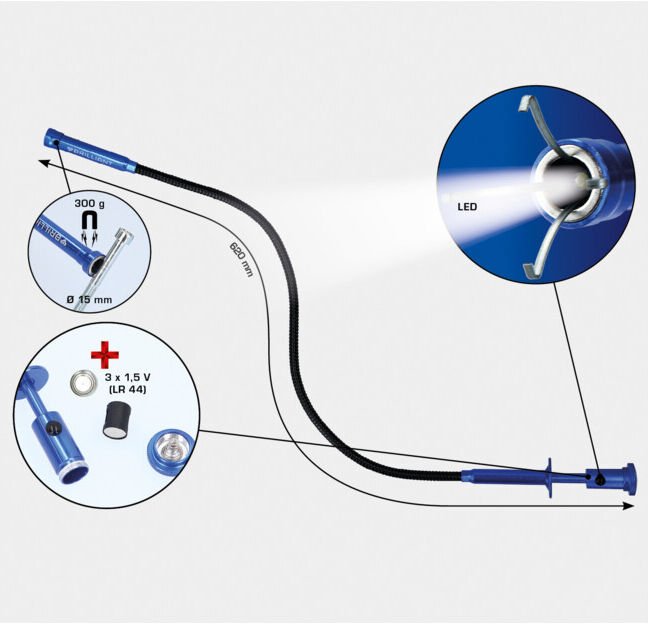 Brilliant Tools Outil de préhension avec aimant et LED, rigide (BT115907)