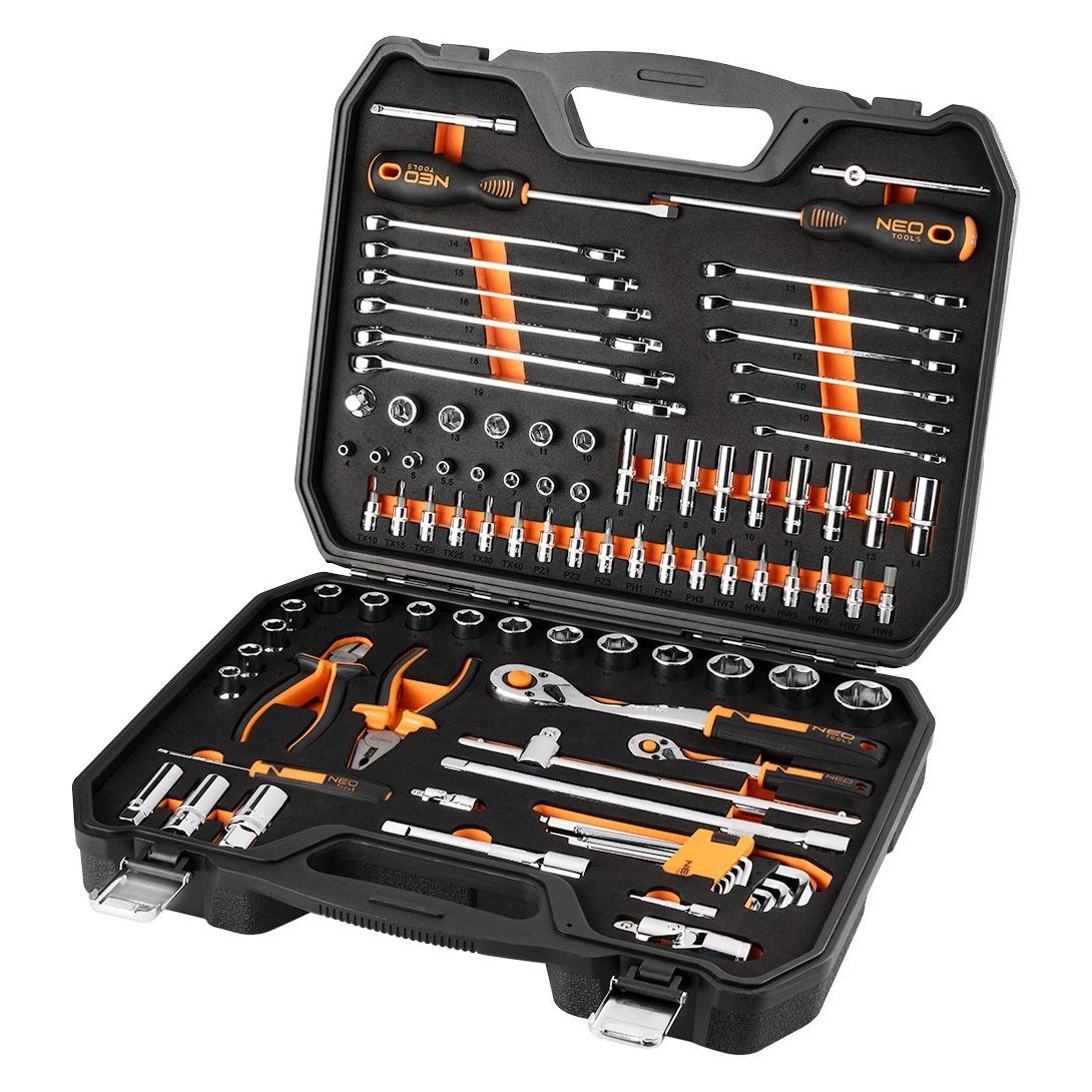 Topex Zestaw narzędzi Neo Tools Zestaw kluczy nasadowych 1/2", 1/4", 95 szt., CrV, pianka EVA NEO TOOLS (10-065)