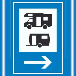 HB-Druck Wohnmobil- und Wohnwagenplatz rechts Schild A4 (210x297mm)
