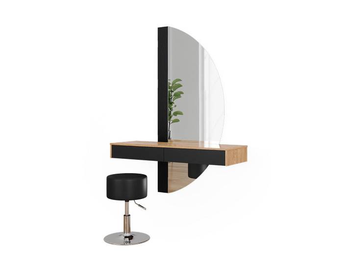 Vicco Schminktisch Melisa, Schwarz, 120 cm mit LED-Spiegel und Hocker, 3 Fächer, Rechteckig,Rechteckig, 120x161.1x40 cm, Schlafzimmer, Schminktische