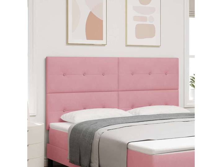 vidaXL LED Kopfteil mit LED-Lichtleisten Rosa 180 cm Samt