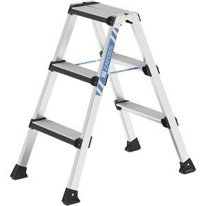 Zarges Stehleiter Comfortstep B, 41432, beidseitig begehbar, aus eloxiertem Aluminium, bis 150kg, mit 2 x 3 Stufen