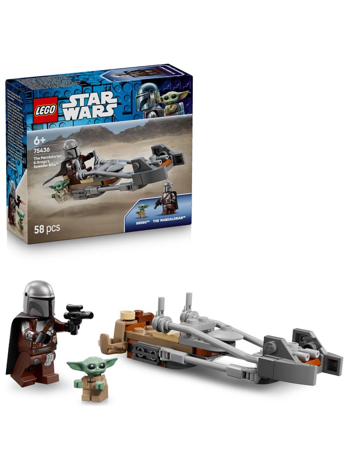 LEGO Star Wars 75436 Der Mandalorianer und Grogu auf ihrem Speeder Bike