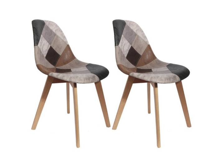 MELO - Lot de 2 Chaises Scandinaves Aspect Vieux Cuir