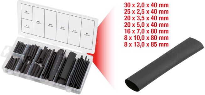 Assortiment de gaines thermo-rétractables,2,0x40-13x80, 127 pcs. ; KS Tools (970.0230)
