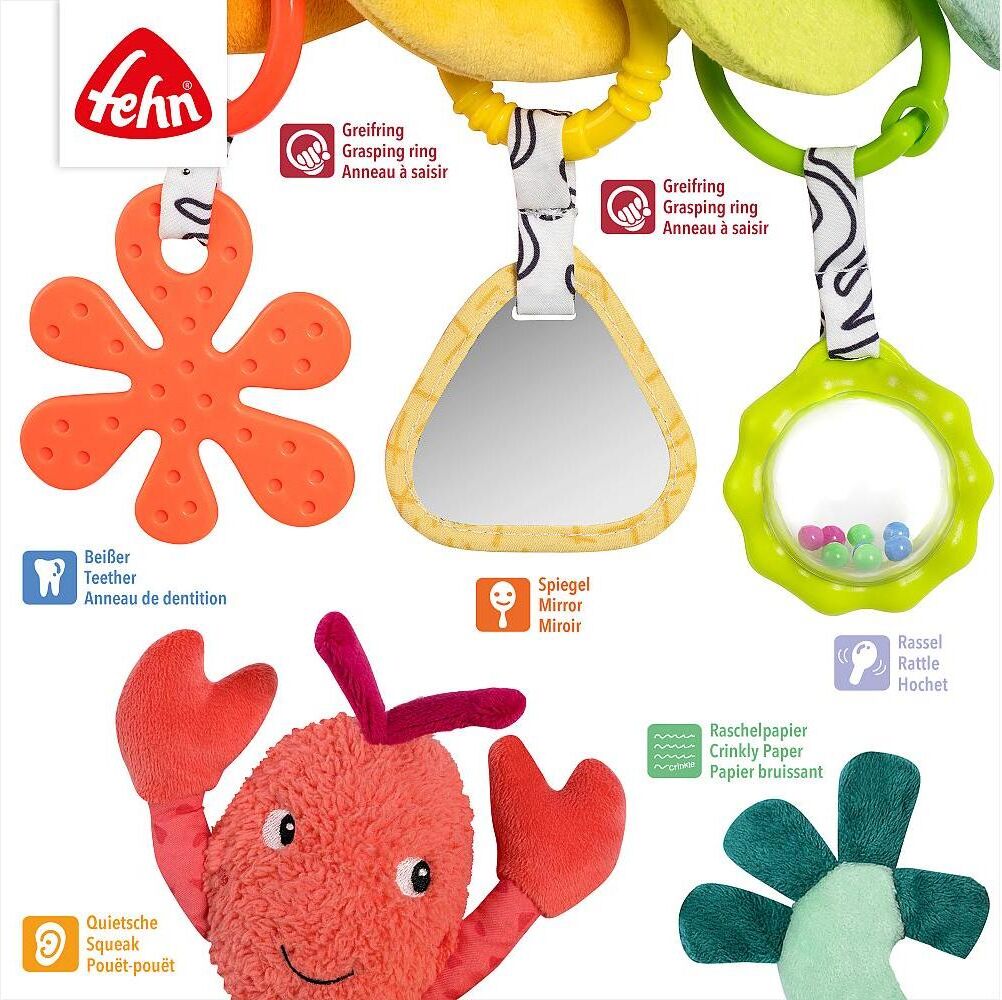 Kinderwagenkette FEHN "Activity-Spirale Hummer", Baby, bunt, Greifspielzeug Kinderwagenkette bunt Einheitsgröße